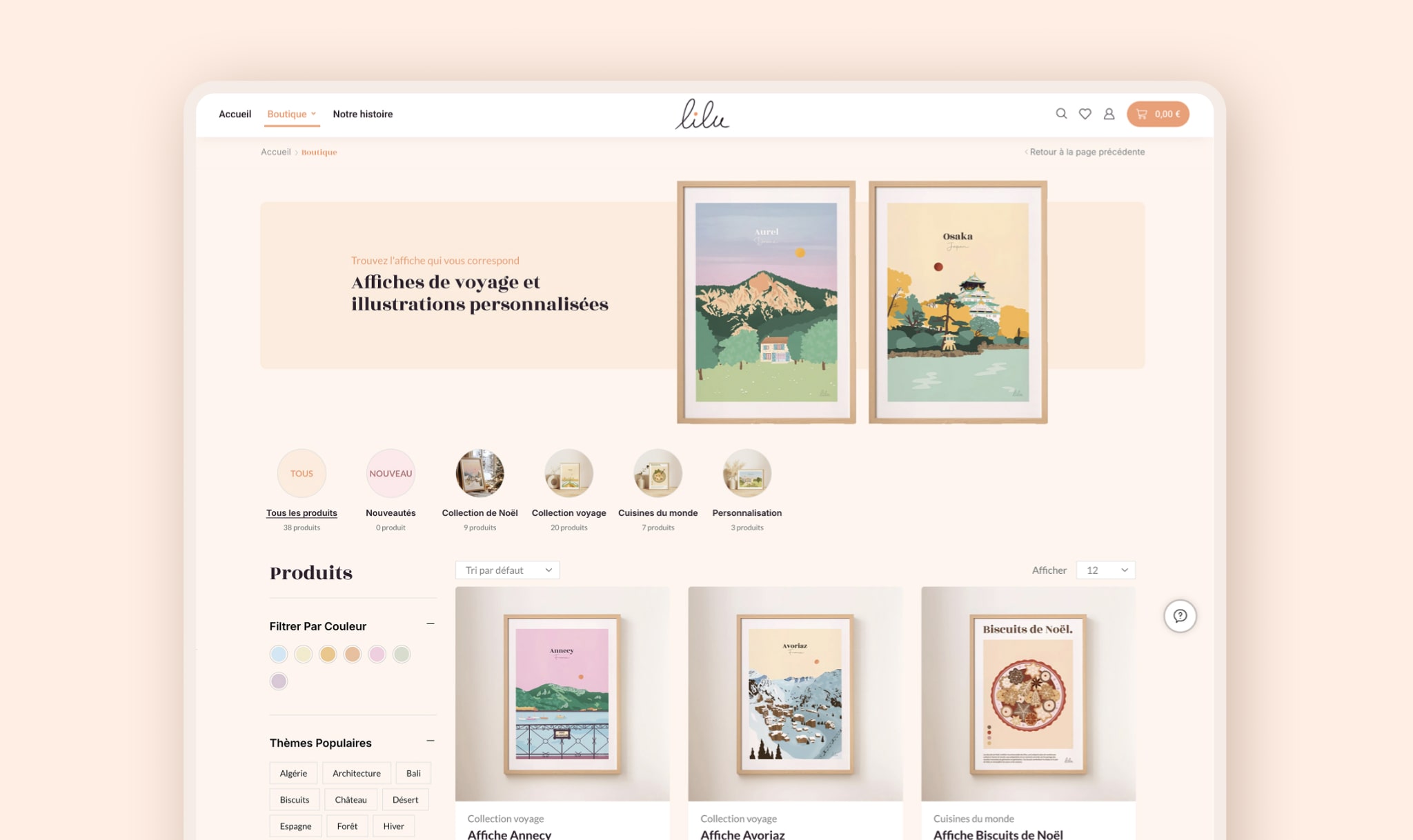 E-commerce shop for a local artist